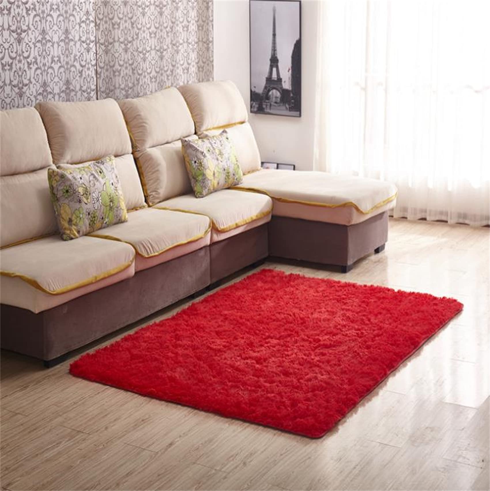 Shaggy dywaniki do sypialni salon super miękki puszysty fuzzy obszar dywan nowoczesny kryty pluszowy dywan do wystroju domu futrzane dywaniki do dywan w akademiku,Red,160x230 cm