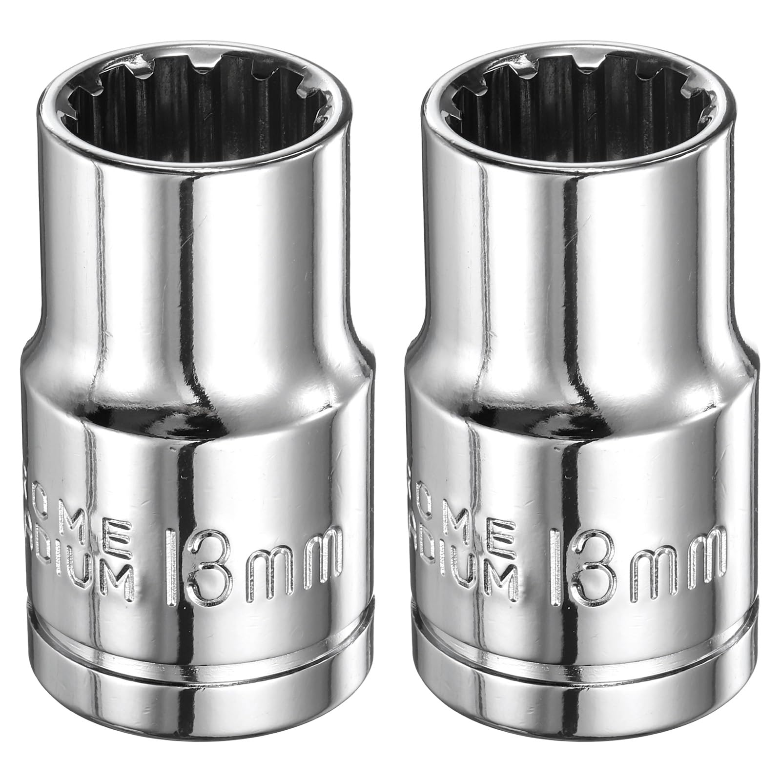 HARFINGTON 2pcs 12 Point Socket 1/2" Drive by 13mm Metric Shallow Socket Chrome Vanadium Steel 12-Point Standard Sockets Mechanic Hand Tool for Car