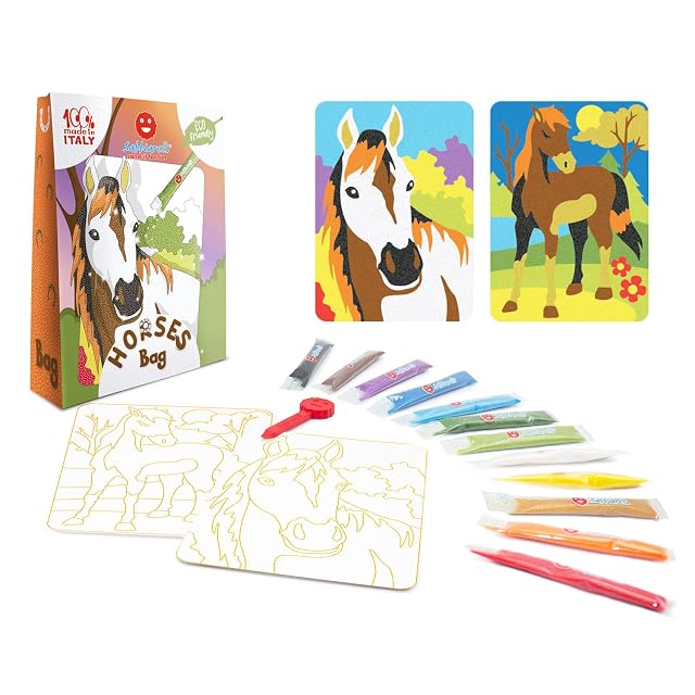 Sabbiarelli - Bag Horses - Mini Kit de Sand Art de Caballos