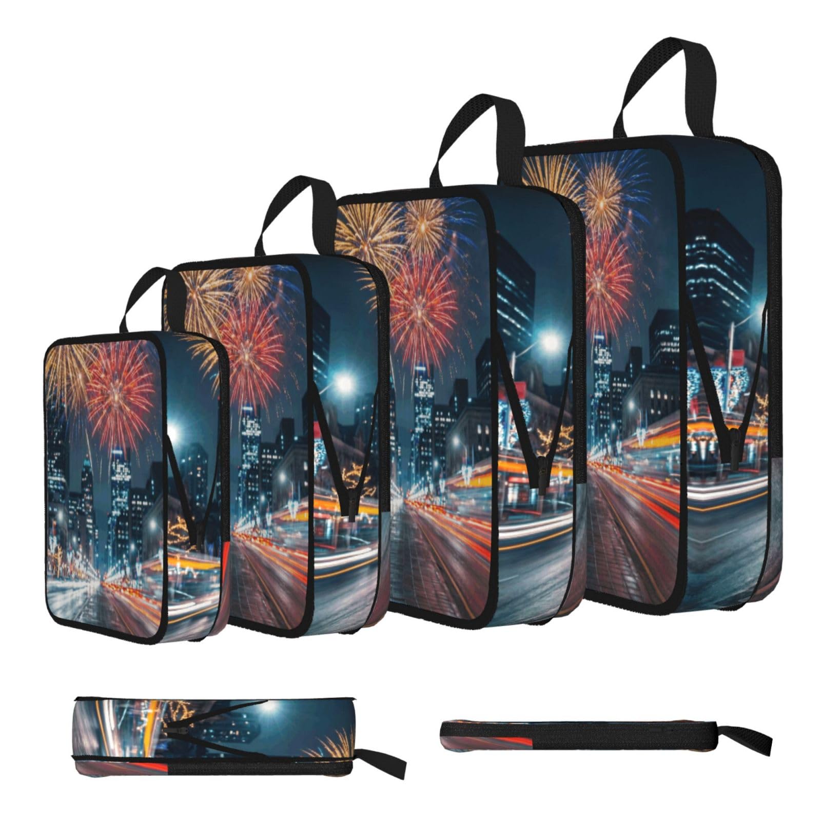 Beautiful Fireworks Compression Packing Cubes 4 Piece Set