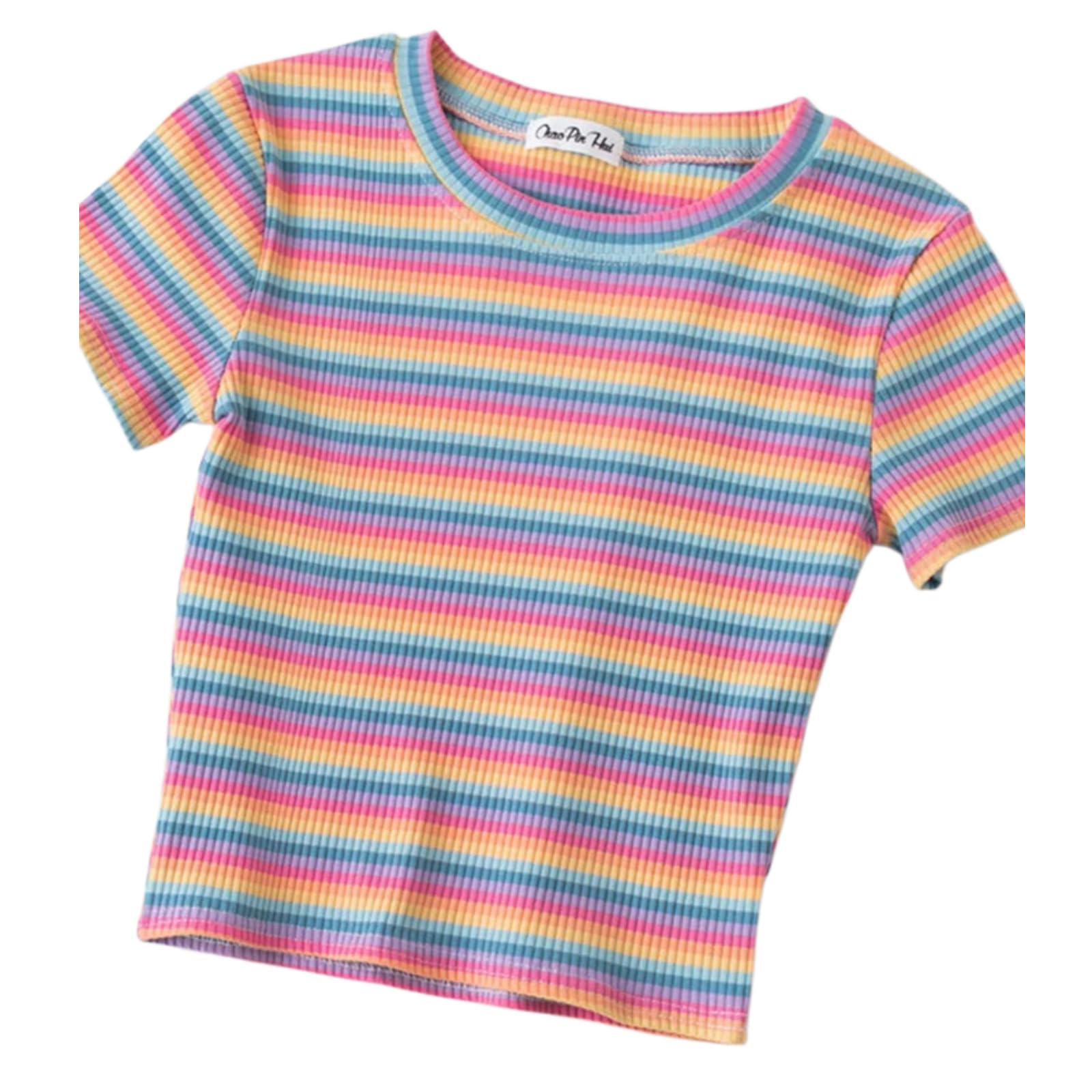 Koszulka damska tęczowe topy slim fit koszulka Harajuku koszulka letnia koszulka z krótkim rękawem Feminina ubrania topy