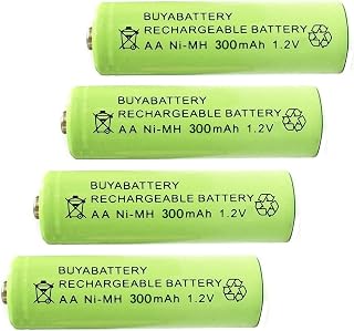 BuyaBattery 4 x Soluminate™ AA Solar Light Batteries (300mAh) Size AA 1.2V Rechargeable NiMH type perfect for garden solar lights