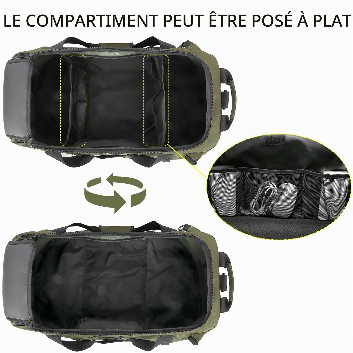 TUGUAN Grande Sac de Voyage Homme 100L XL Sac de Sport Femme 3 en 1 Sac à Dos, Sac à Main & Bandoulière Imperméable pour Randonnée Camping Voyage, Vert