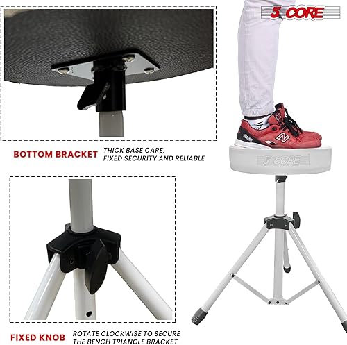 Miniatura 4 de 5 CORE Drum Throne Taburete de guitarra ajustable de altura ajustable, asiento grueso acolchado de espuma viscoelástica para DJ con pies