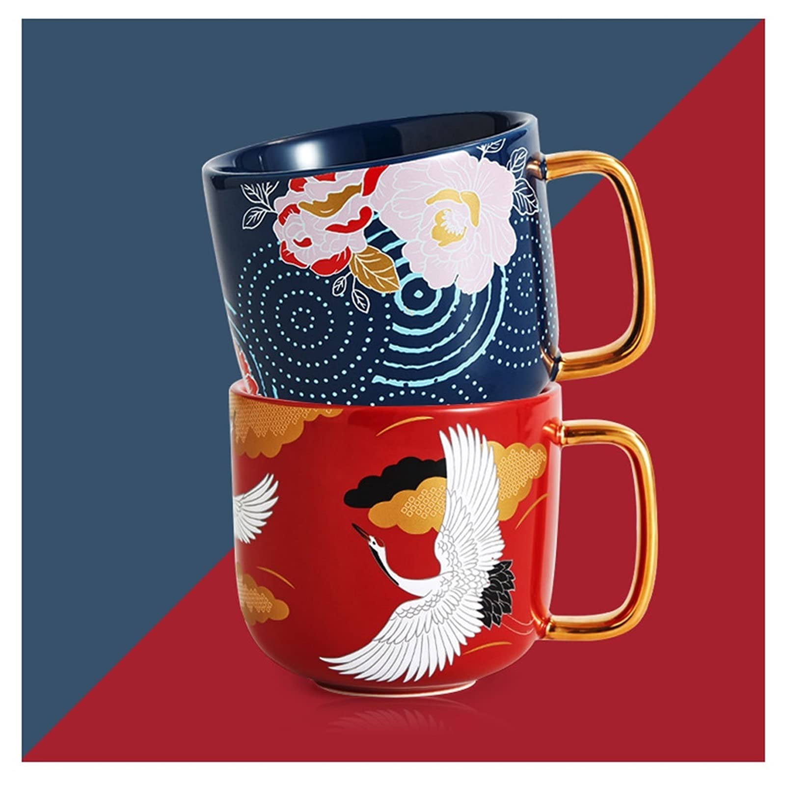Generic Tazza Di Caffè, Tazza Di Caffè Di Stile Cinese Serie Tazza Di Caffè in Ceramica, Tazza Di Tè per L'Ufficio e la Casa Tazza Di Caffè/2 Pezzi/350Ml