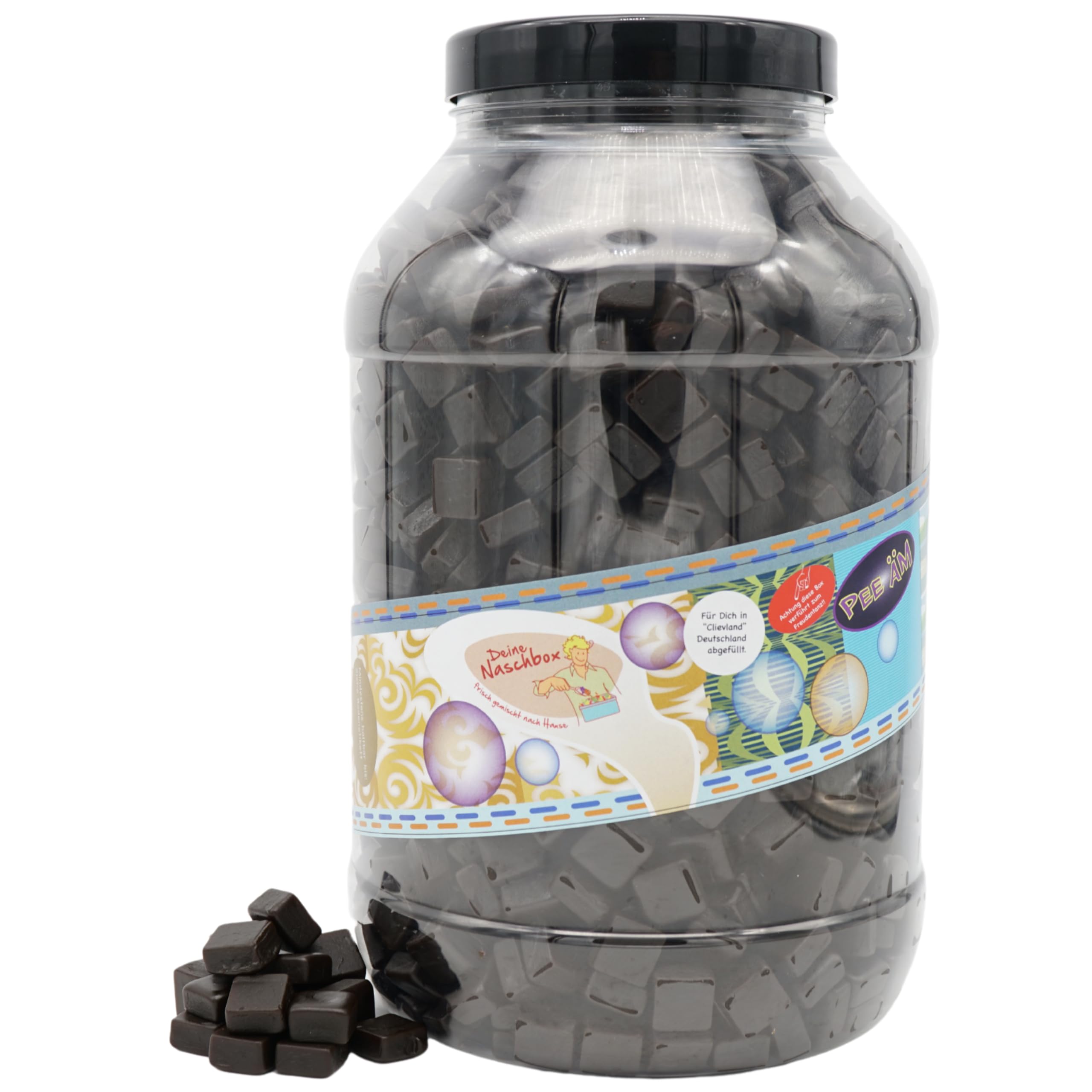 Deine Naschbox | Zuckerfreie Salzige Lakritz Kubusse | 3kg Mega Pot | XXL Großpackung für Party, Candybar & als Geschenk - Extra stark - Salmiakwürfel