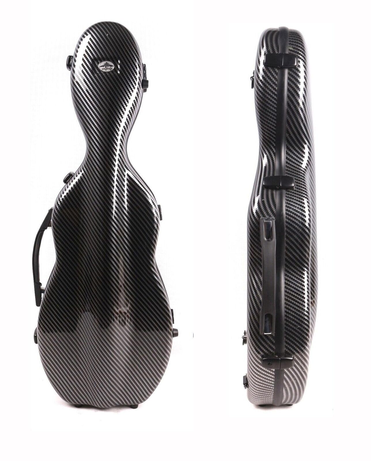 Estuche de violín de tamaño completo 4/4 de fibra de carbono a rayas o caja de violín cepillada, funda ligera y colorida con correa fuerte (rayas negras)