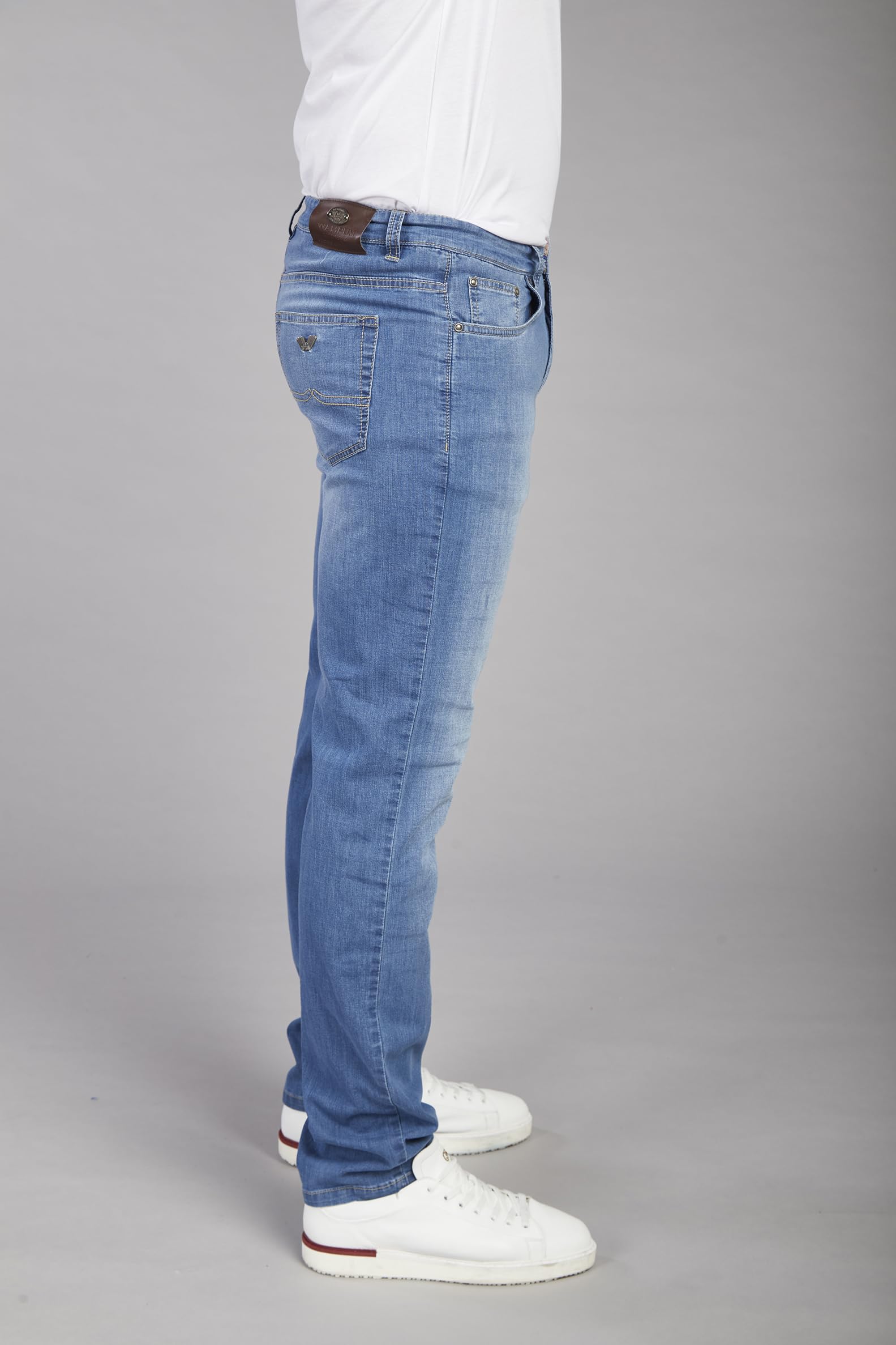 Wampum Jeans Regular Fit da Uomo, 5 Tasche, Denim Elasticizzato