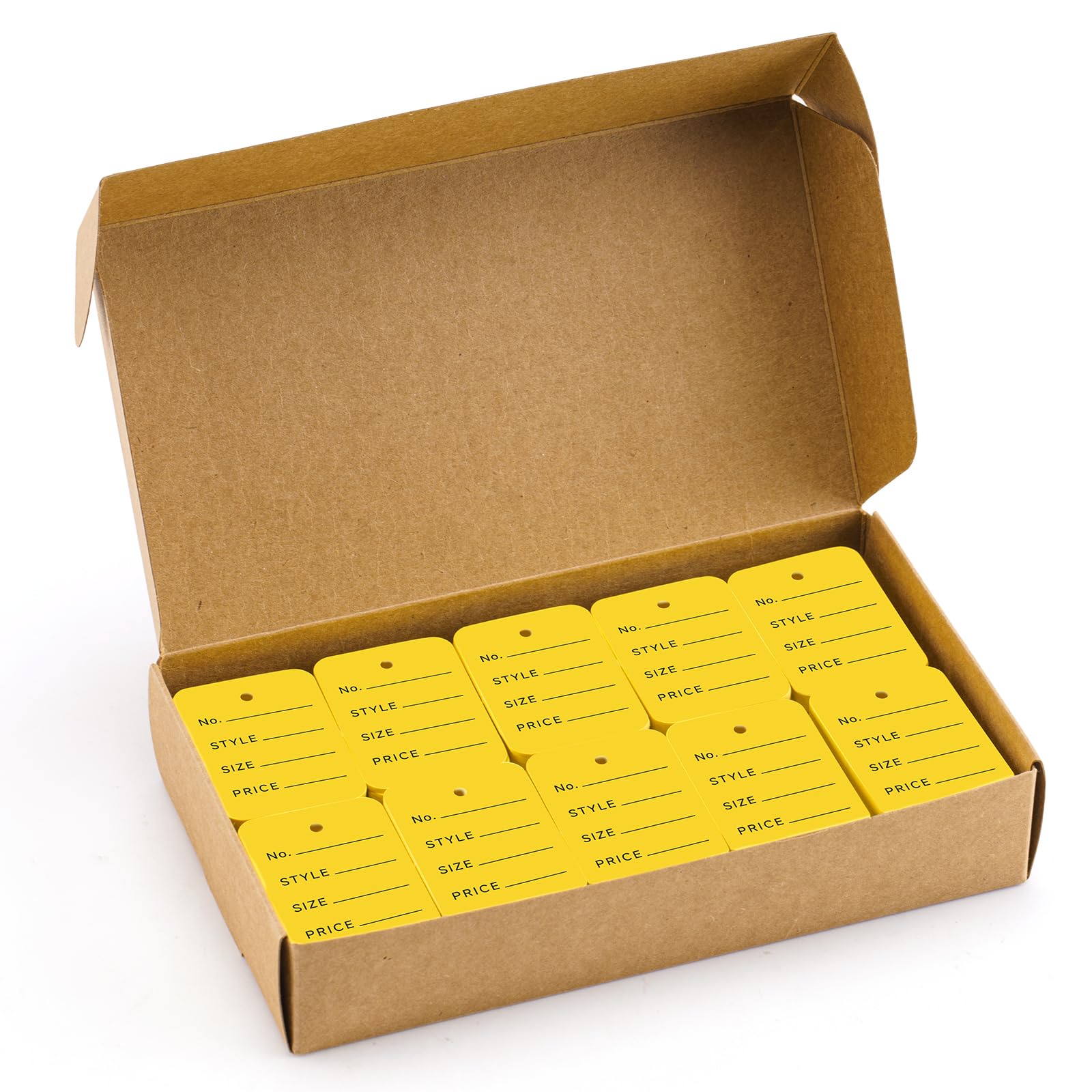 jijAcraft 1000Pcs Pre-Punched Yellow Mini Price Tags: 3.5x5CM Clothing Garment Price Labels/Tickets/Tags, Unstrung Marking Stock Labels, Hanging Display Tag for Clothes, Jewelry