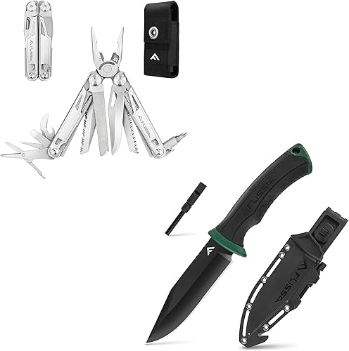 FLISSA Cuchillo de supervivencia de 4-78 y multiherramienta 16 en 1