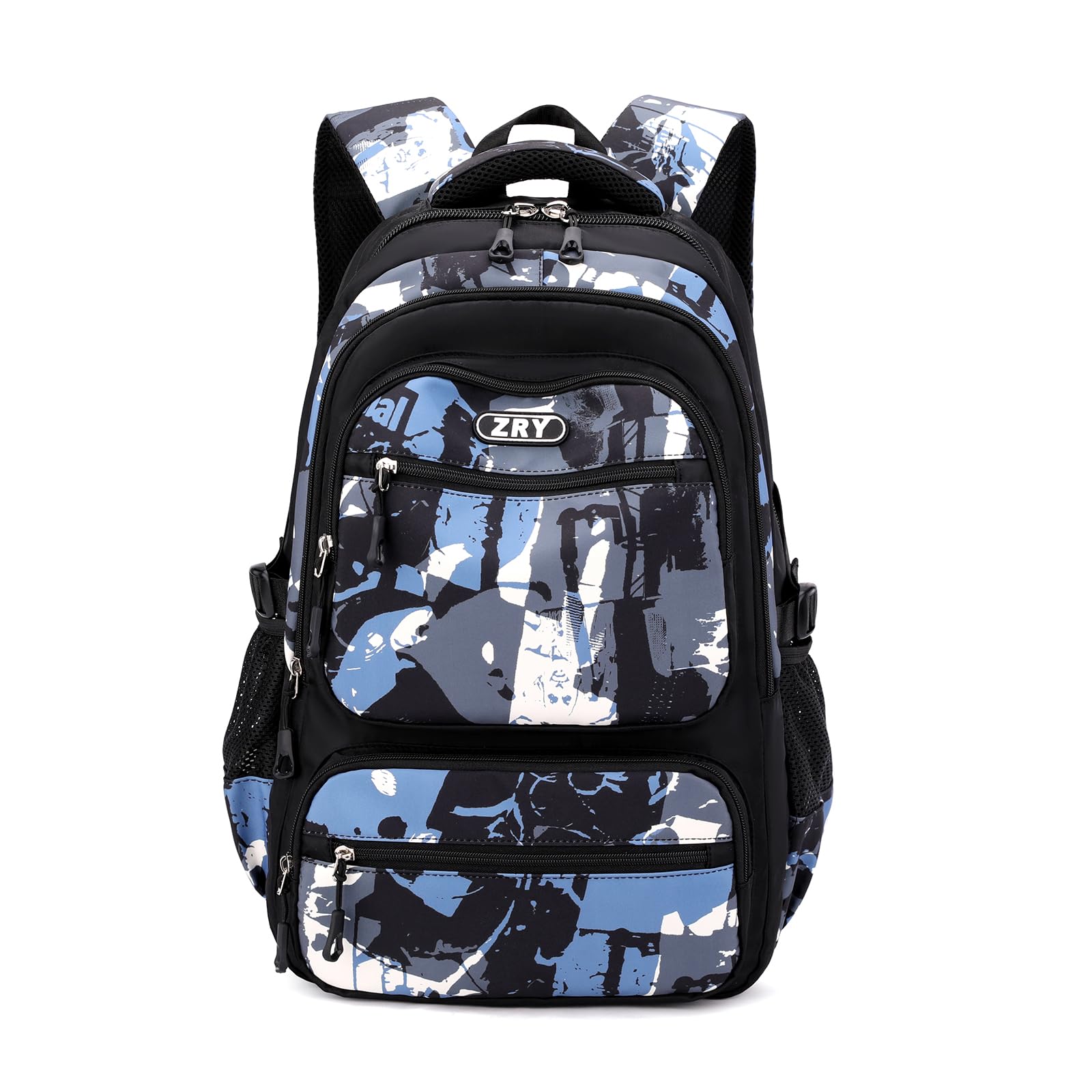 Amythe Sac à Dos pour Garçons, Cartable Primaire et Collège 40L, Sac d'École en Nylon Imperméable Léger et Spacieux pour Loisirs Voyage Scolaire, Idéal pour 10 à 22 Ans -Noir