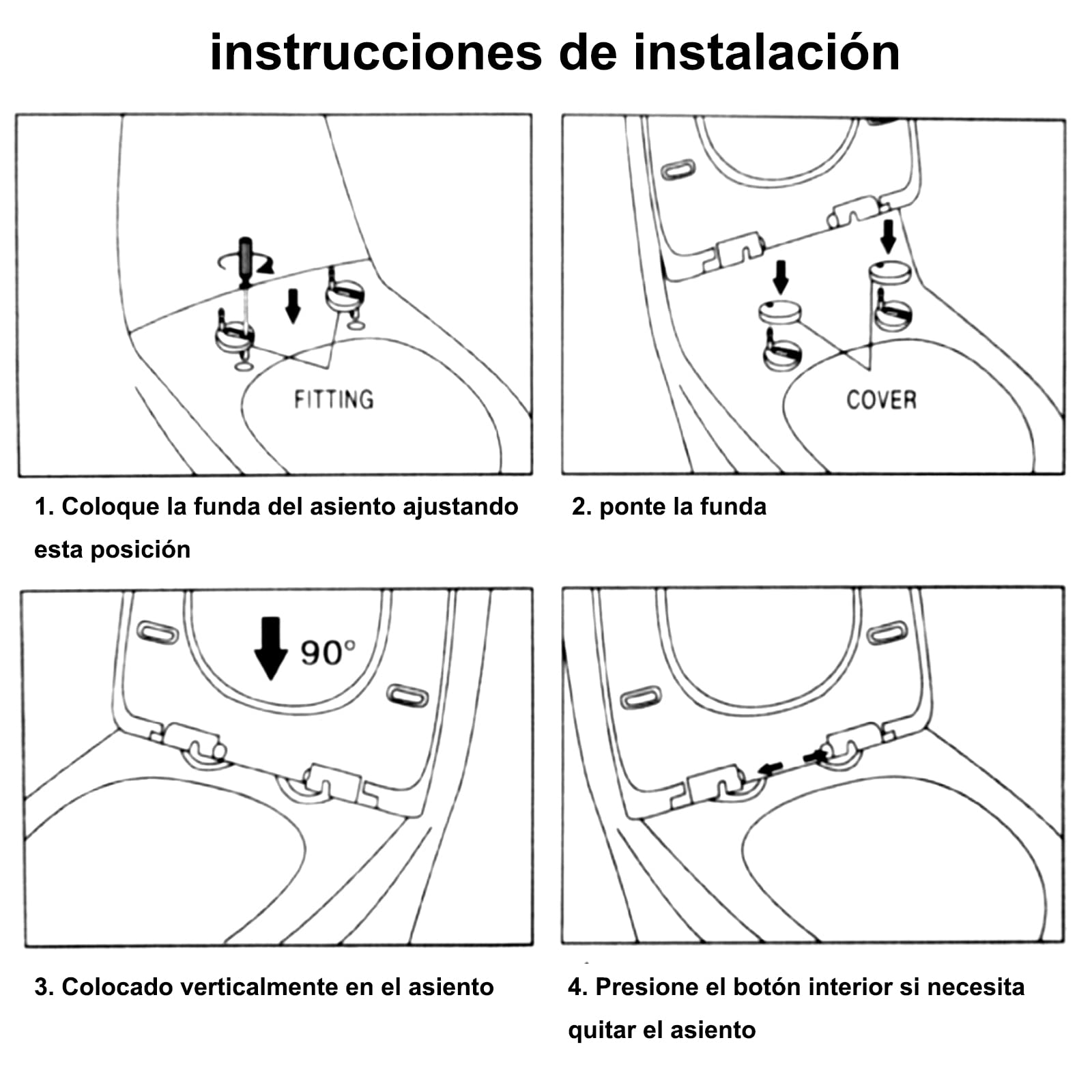 Asiento de Inodoro Cuadrado con Cierre Suave y Bisagras Ajustables de Acero Inoxidable – Tapa con Liberación Rápida, Fácil Limpieza y Fijación Universal para la mayoría de Inodoros, Blanco