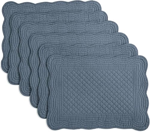 HOMBYS Juego de 6 manteles individuales acolchados rectangulares lavables de 13 x 18 pulgadas para mesa de cocina, manteles individuales