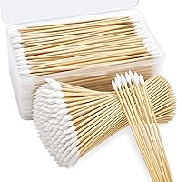 500 Pack Pointed Lint-Free Cotton Swabs, 6" Bamboo Handle Gun Cleaning Swabs w/ Storage Case for Precision Makeup, Electronics Cleaning