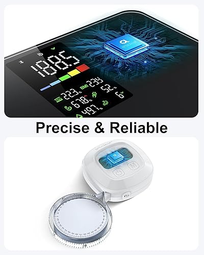 Miniatura 2 de arboleaf Báscula inteligente y cinta métrica, cinta métrica de grasa corporal y báscula inteligente para peso corporal, pesadora digital Bluetooth,