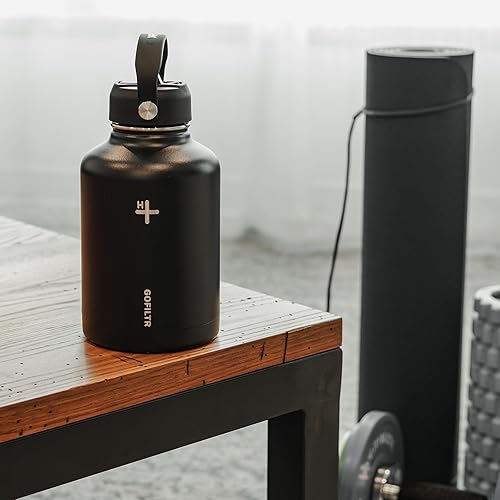 Miniatura 2 de Botella de agua alcalina de 50 onzas con tapa de popote + dos infusores de agua alcalina de 9.5 ph  botella de agua aislada deportiva  crea agua