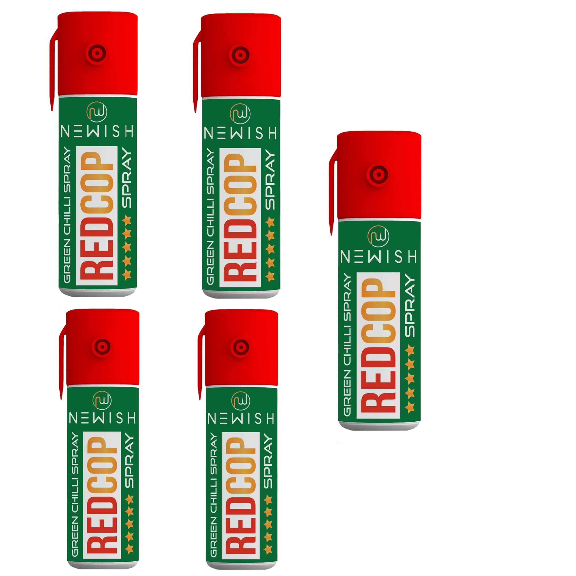 Newish Powerful Self Defence Green Chilli Pepper Spray for Woman Safety | Reliable and Effective | Small Pocket Size | (55ml / 35gm) - Pack of 5