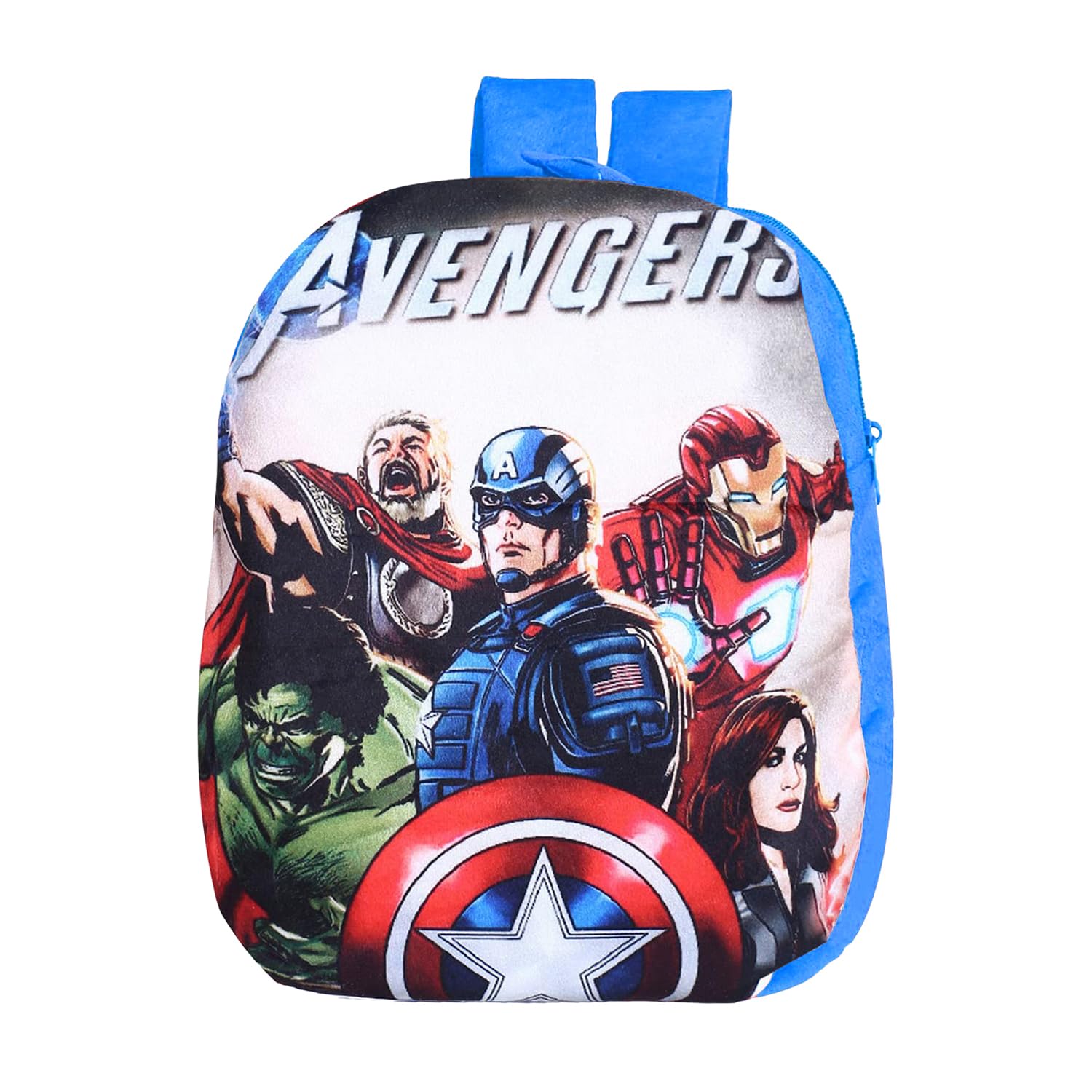 Marvel Avengers Backpack | 2 Compartment Velvet School Bag | School Bag for Kids | Kids School Backpack | Blue-image-11
