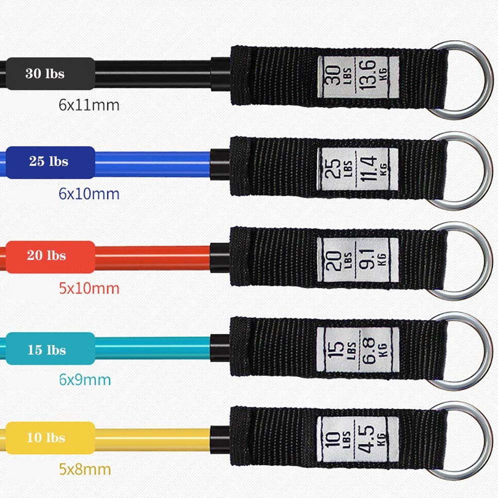 Bande di Resistenza, 5 Bande Elastiche con Differenti Resistenze, Set Elastici Fitness Pull Up Bande Resistenza per Esercizi Fitness Palestra Yoga Pilates, Fisioterapia