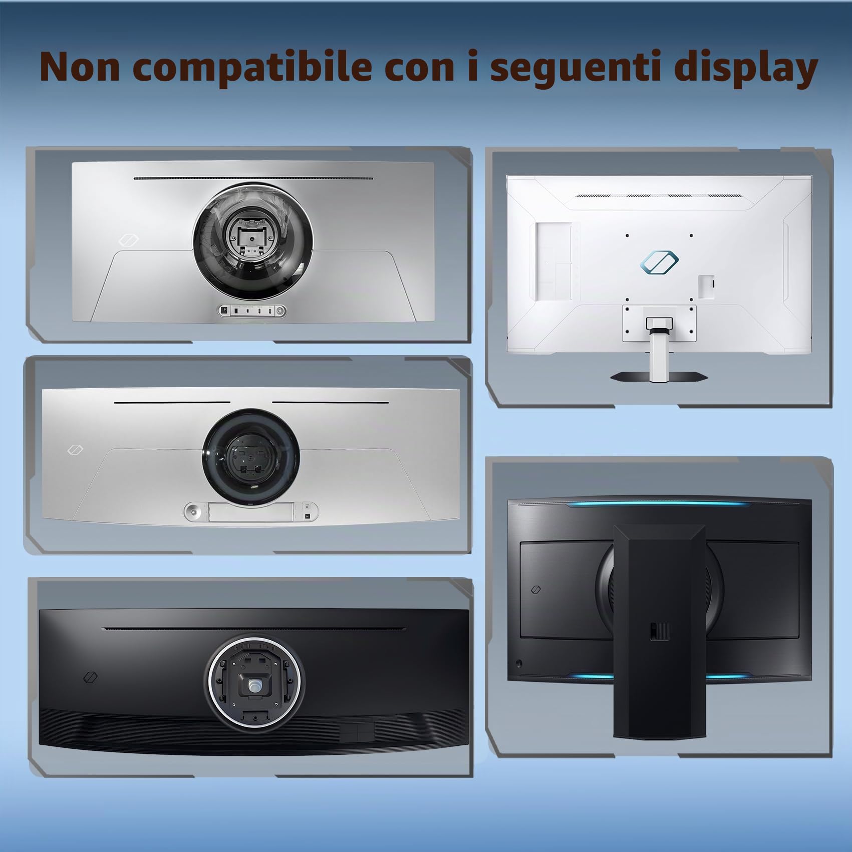 L'adattatore Odyssey G7 G8 G9 Vesa Mount è compatibile solo con Samsung Odyssey G7 G8 G9 Series G65B G75T G77T G70A G70B G75NB CJ890 CRG9 CHG70 CHG90 S95UA G85NB G95T G97T Monitor curvo 95NA