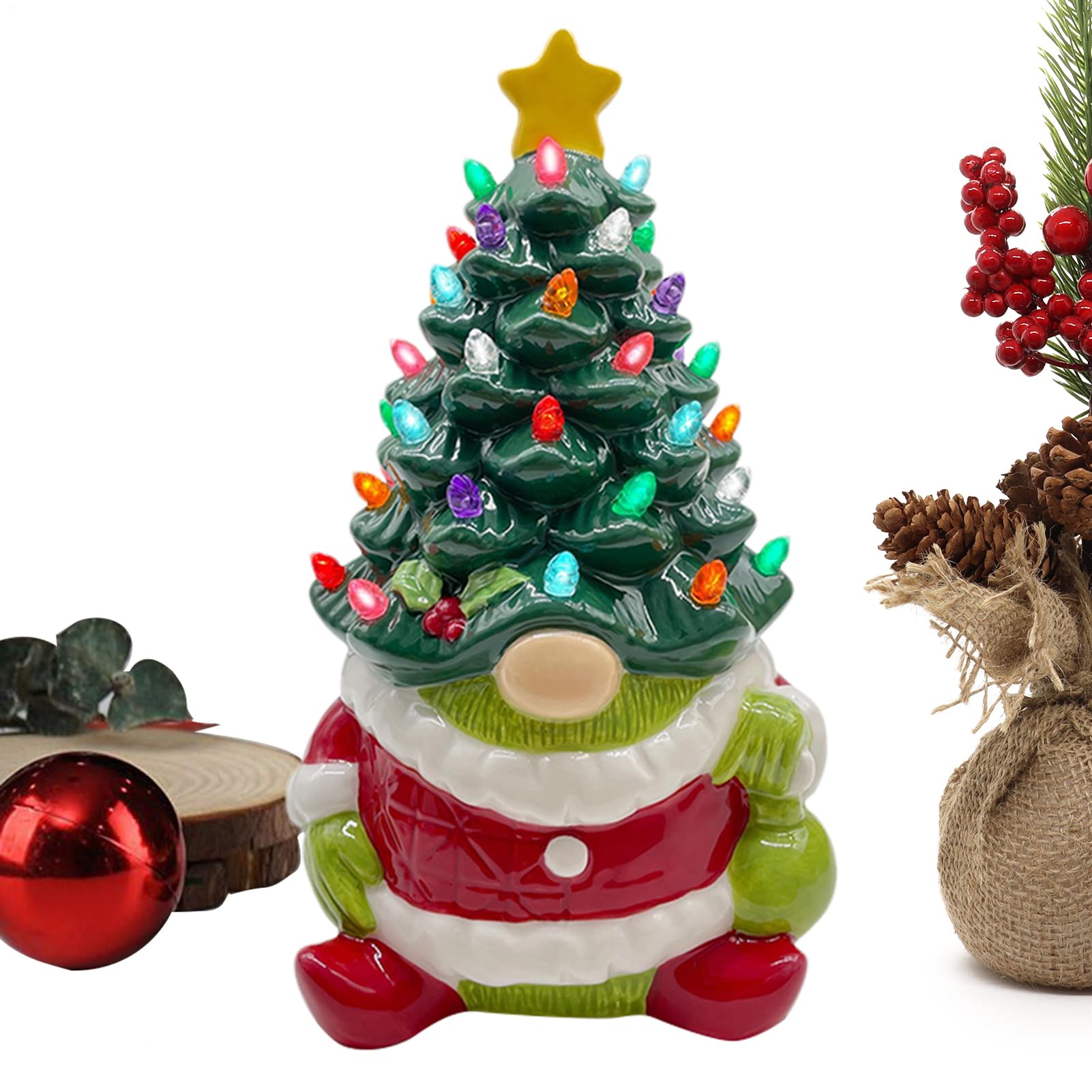Sapin de Noël gnome en résine légère pour décoration de bureau
