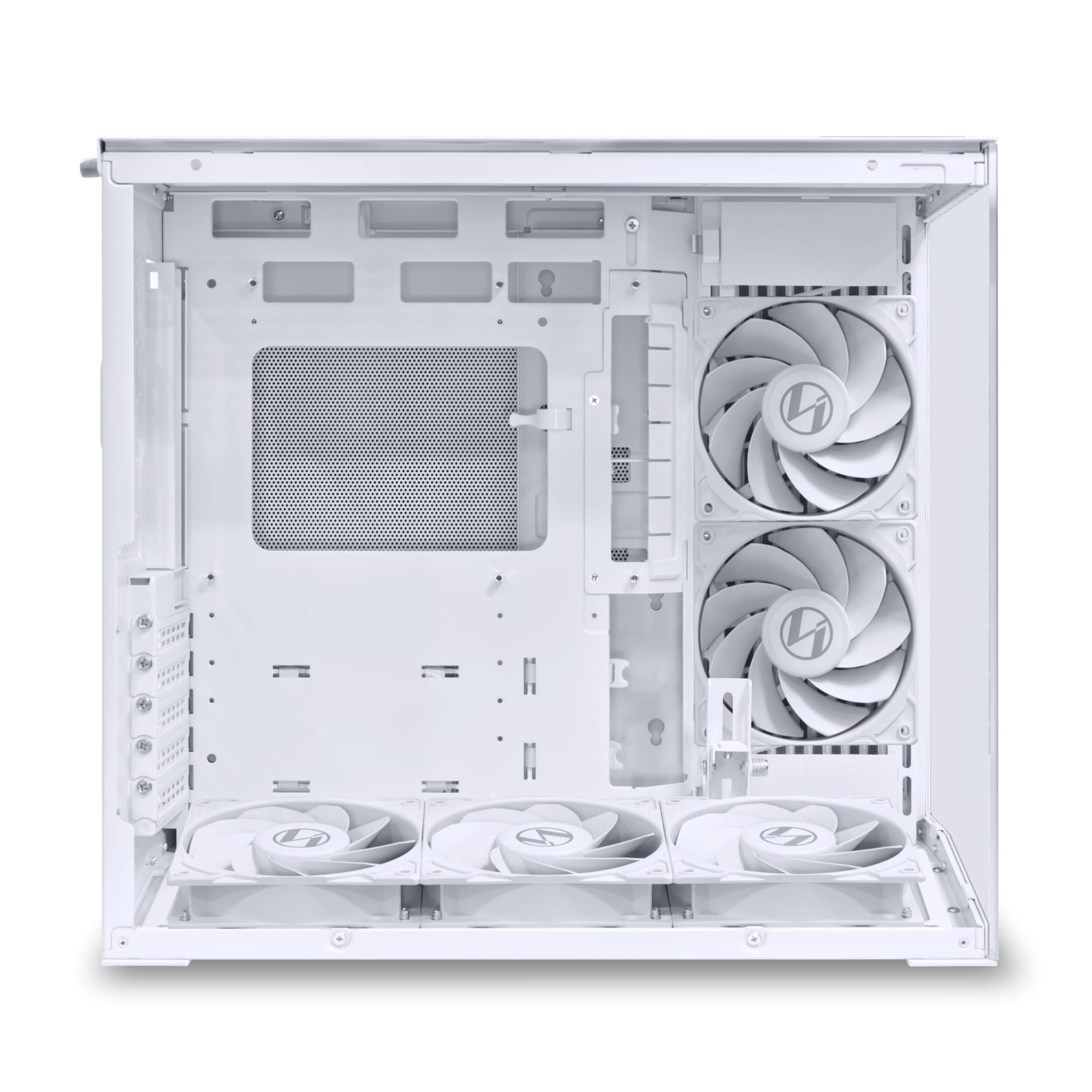 Lian Li O11 Dynamic Mini V2 Flow Caja PC, Blanco, Torre Media ATX Compacta con Diseño de Doble Cámara, Vidrio Templado y Diseño Modular, 5 Ventiladores Preinstalados