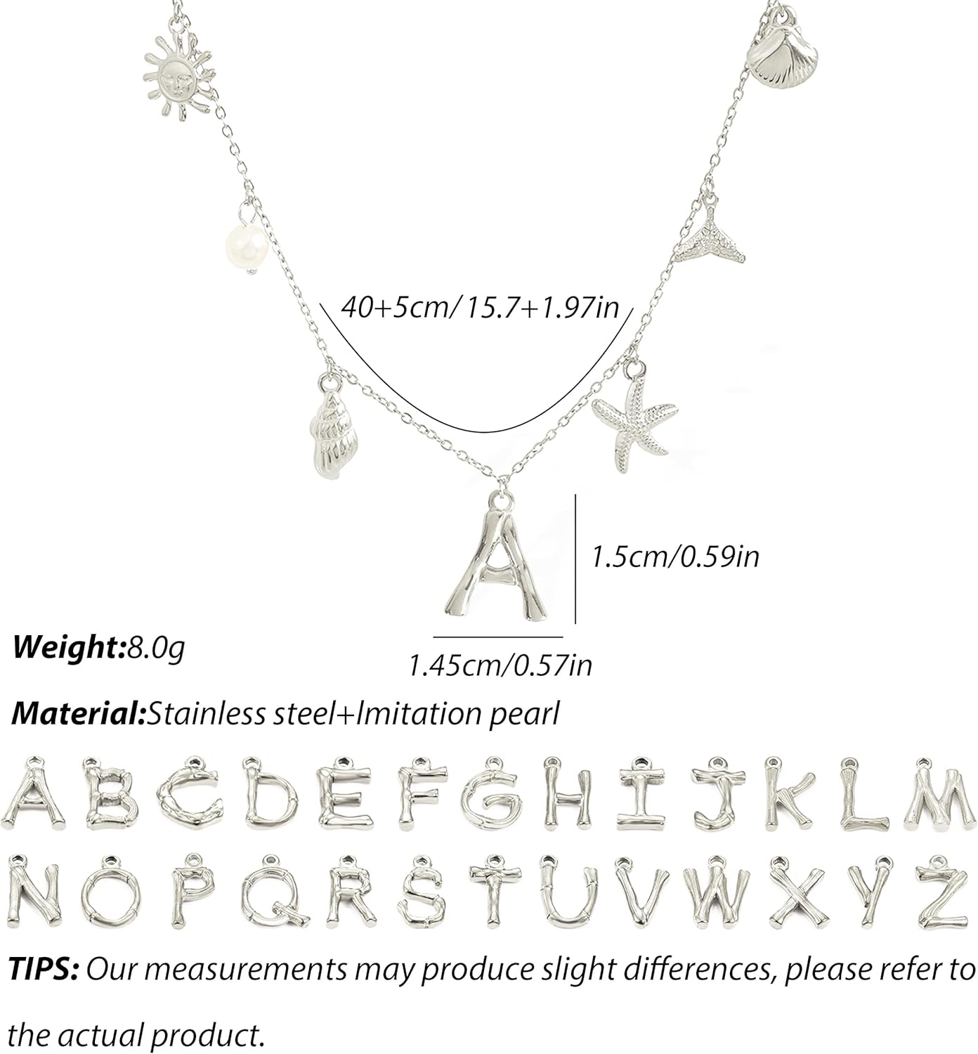 Initial Charm Necklace Beach Jewelry for Women Trendy Shell Letter Pendant Necklace Summer Beach Surfer Jewelry Gifts Boho Starfish Pearl Charms for Summer Vacation - Image 6