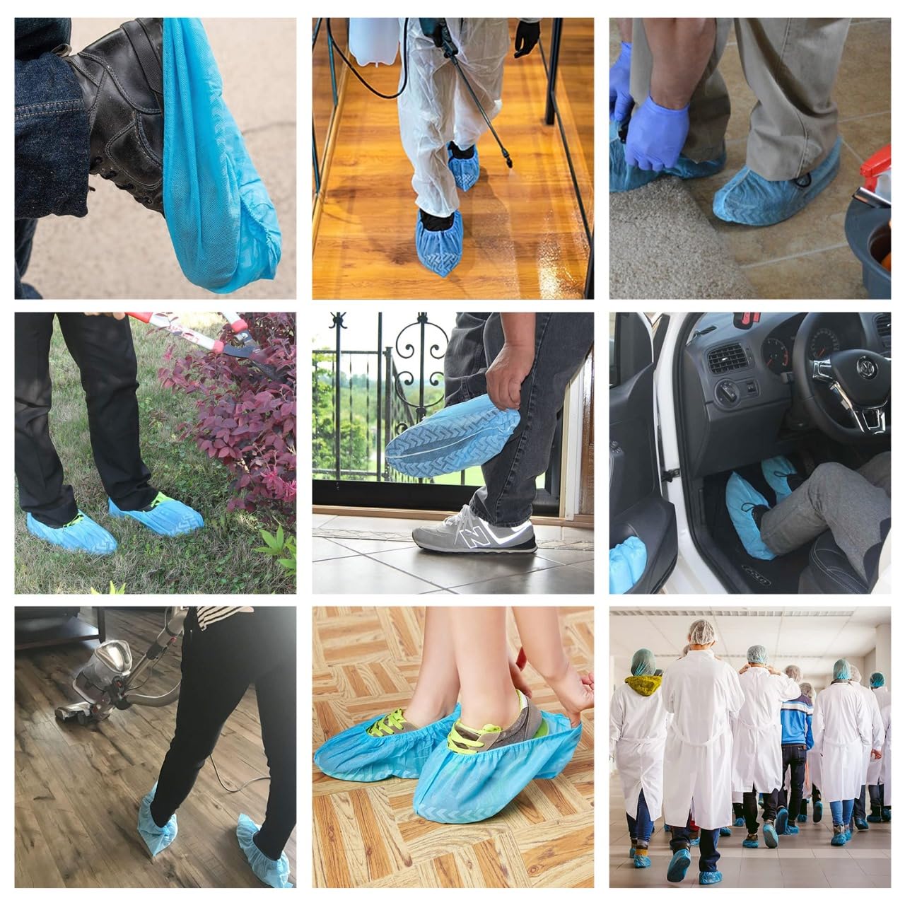 Copriscarpe Monouso PP 100 Pezzi Antiscivolo, Copri Scarpe Usa e Getta per Casa Laboratorio Cliniche Ospedali