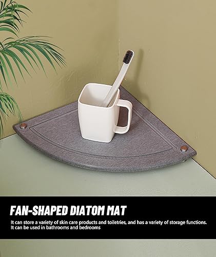 Miniatura 8 de Qivine Bandeja de secado de piedra para encimera de cocina, bandeja de fregadero de piedra de diatomita de secado rápido con posavasos de diatomeas,