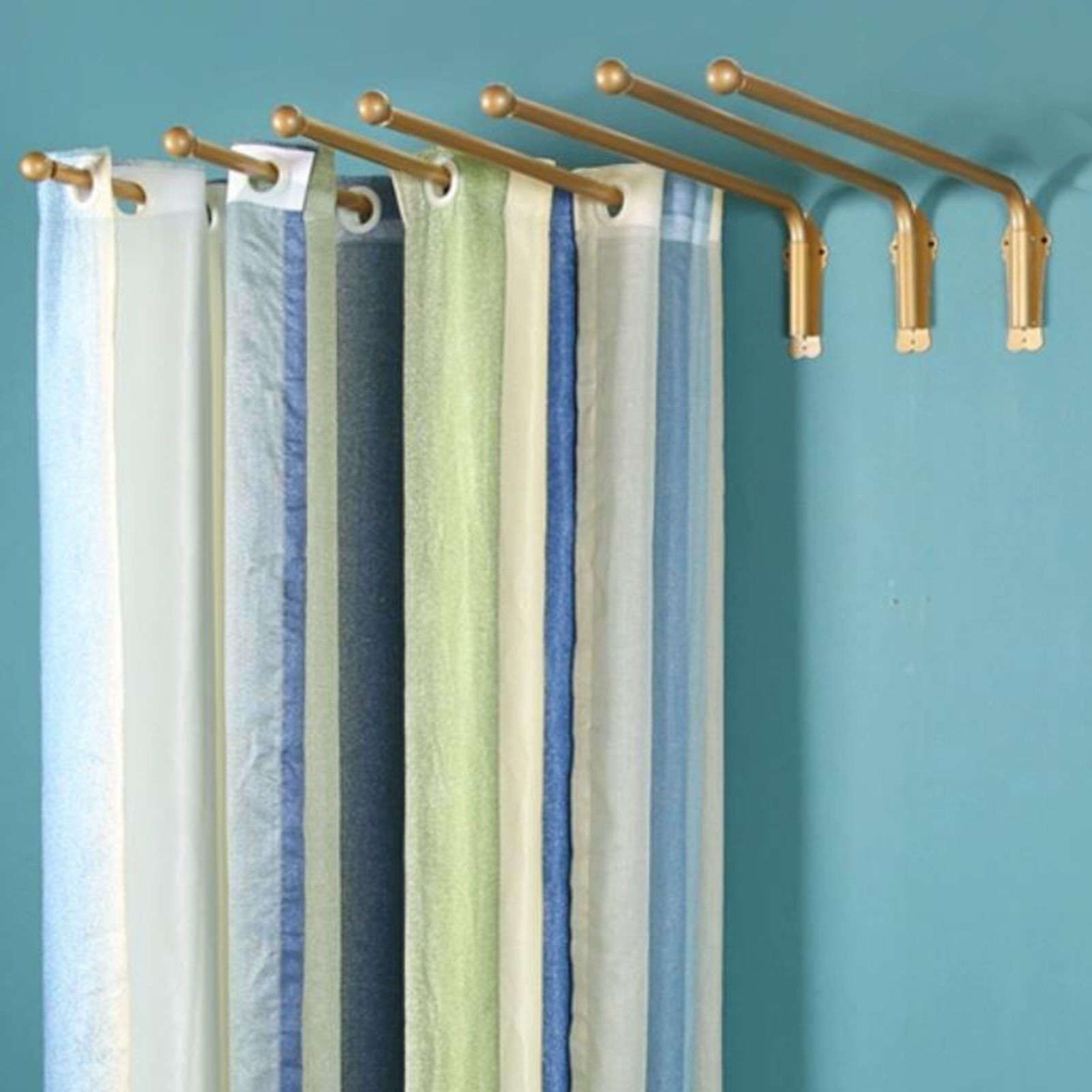 Robustes Bras Oscillant Tringle à Rideau Avec Supports, Flexible Tringle à Rideau Pivotante 25mm Diamètre,Embouts Ronds Décorer Présentoir à Rideaux Pour La Fenêtre Porte-Or-120CM