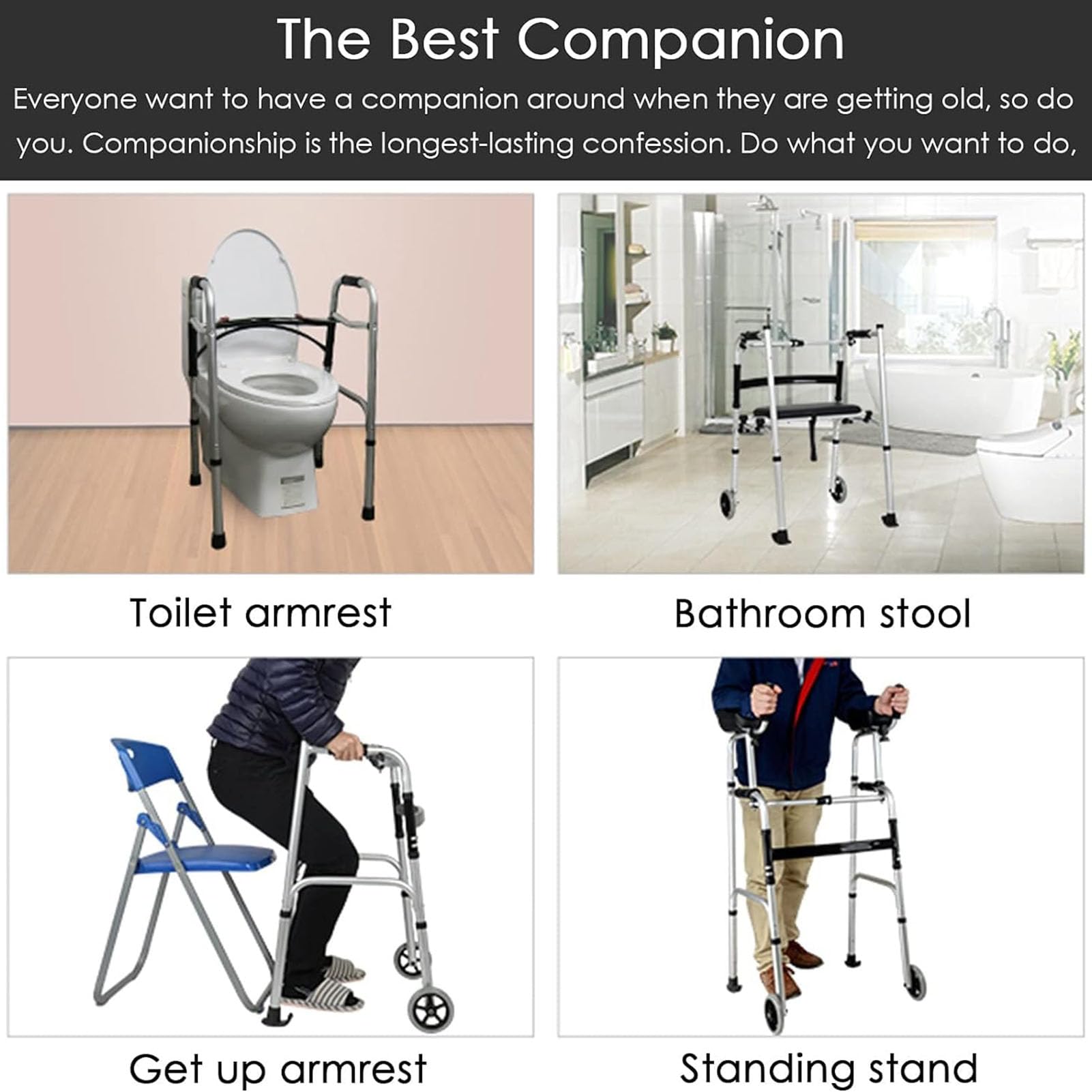 Andador con Ruedas, Altura Ajustable, Andador rodante de pie, Andador rodante para Personas Mayores, Andador Portátil para Adultos Discapacitados, Andador Plegable Ancianos