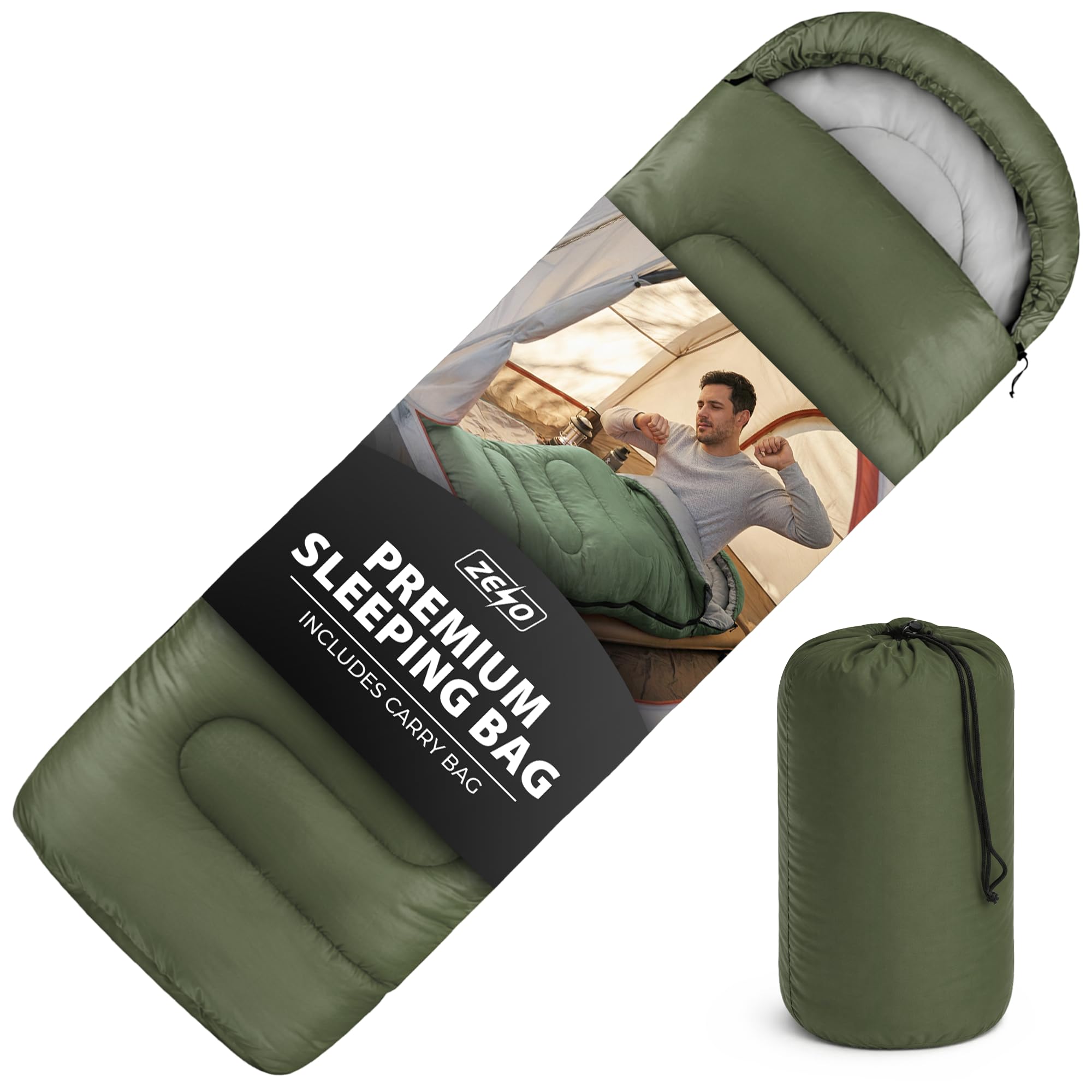 Sleeping Bag | Sleeping Bags For Adults | Waterproof & Lightweight | 3 Season Sleeping Bag | Includes Lightweight Carry Bag | Ideal For Cold & Warm Weather | Comfort Padded
