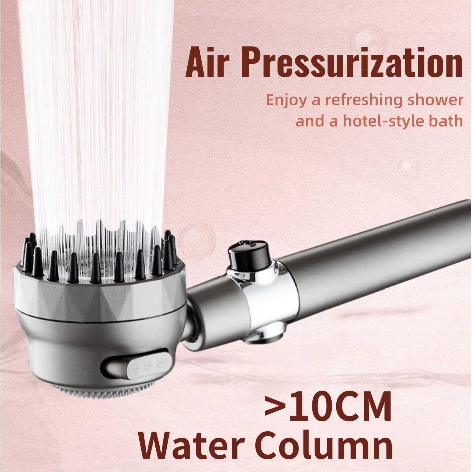 Alcachofa de ducha de alta presión con filtro iónico con manguera flexible, cabezal de ducha de mano de 3 modos para agua dura, boquilla giratoria de 360° con limpiador trasero