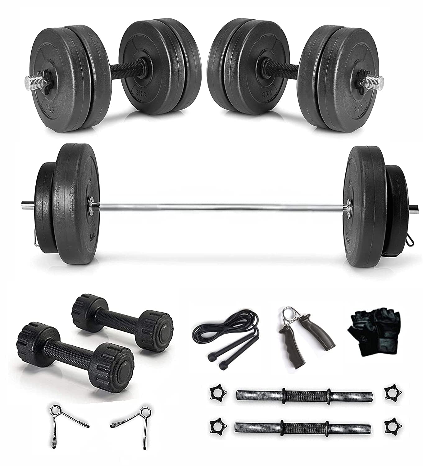 FitBox Sports Gym Combo 8kg - 20kg with Barbell Rod, Dumbbells & Gym Accessories-image-45