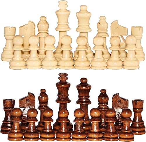 Miniatura 7 de ASNEY Piezas de ajedrez de madera, solo piezas de ajedrez de madera de Staunton, figuras de rey de 3.15 pulgadas, piezas de estatuilla de peones de