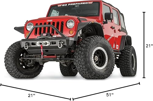 Miniatura 2 de WARN Parachoques delantero rechoncho serie Elite 101450 para Jeep JK Wrangler, con tubo protector de rejilla