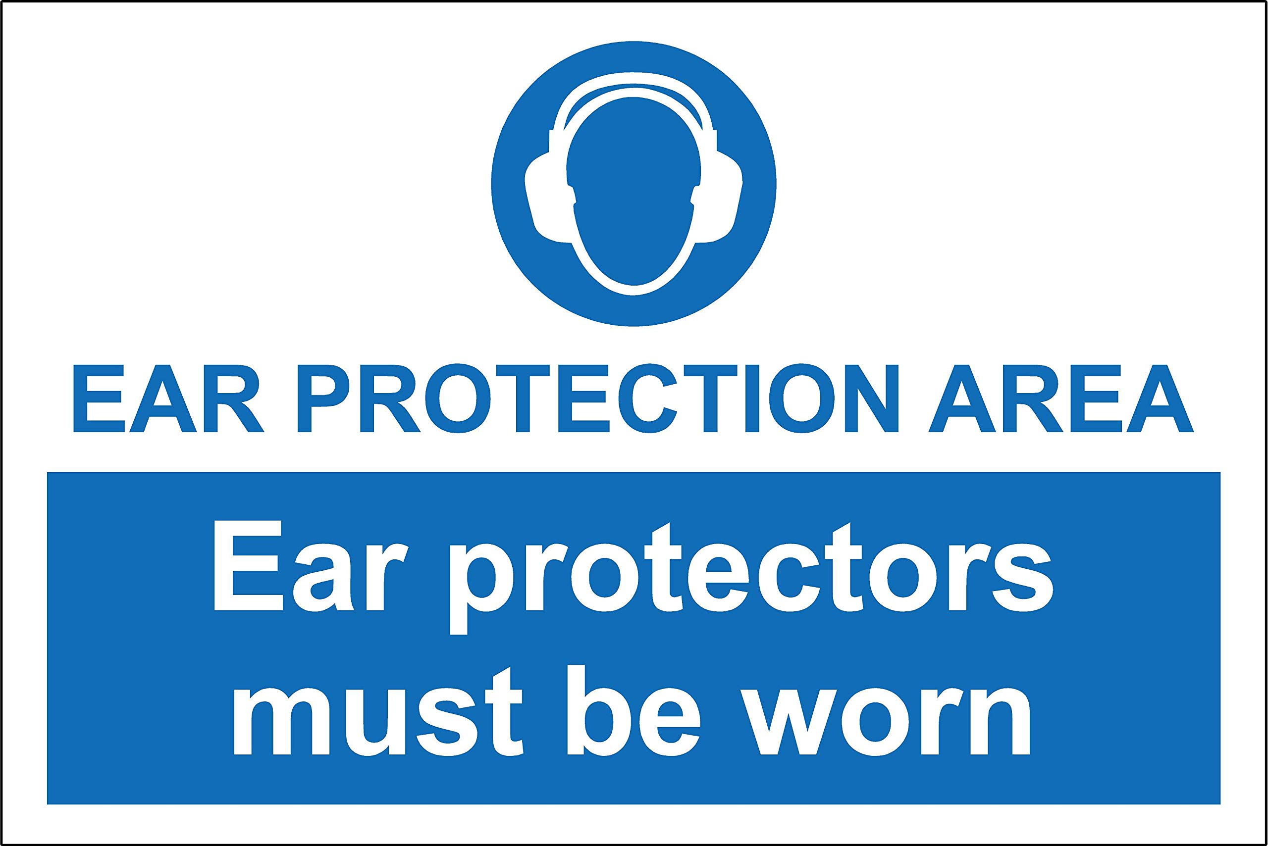 Ear protection area ear protectors must be worn Safety sign - 1.2mm Rigid plastic 200mm x 150mm