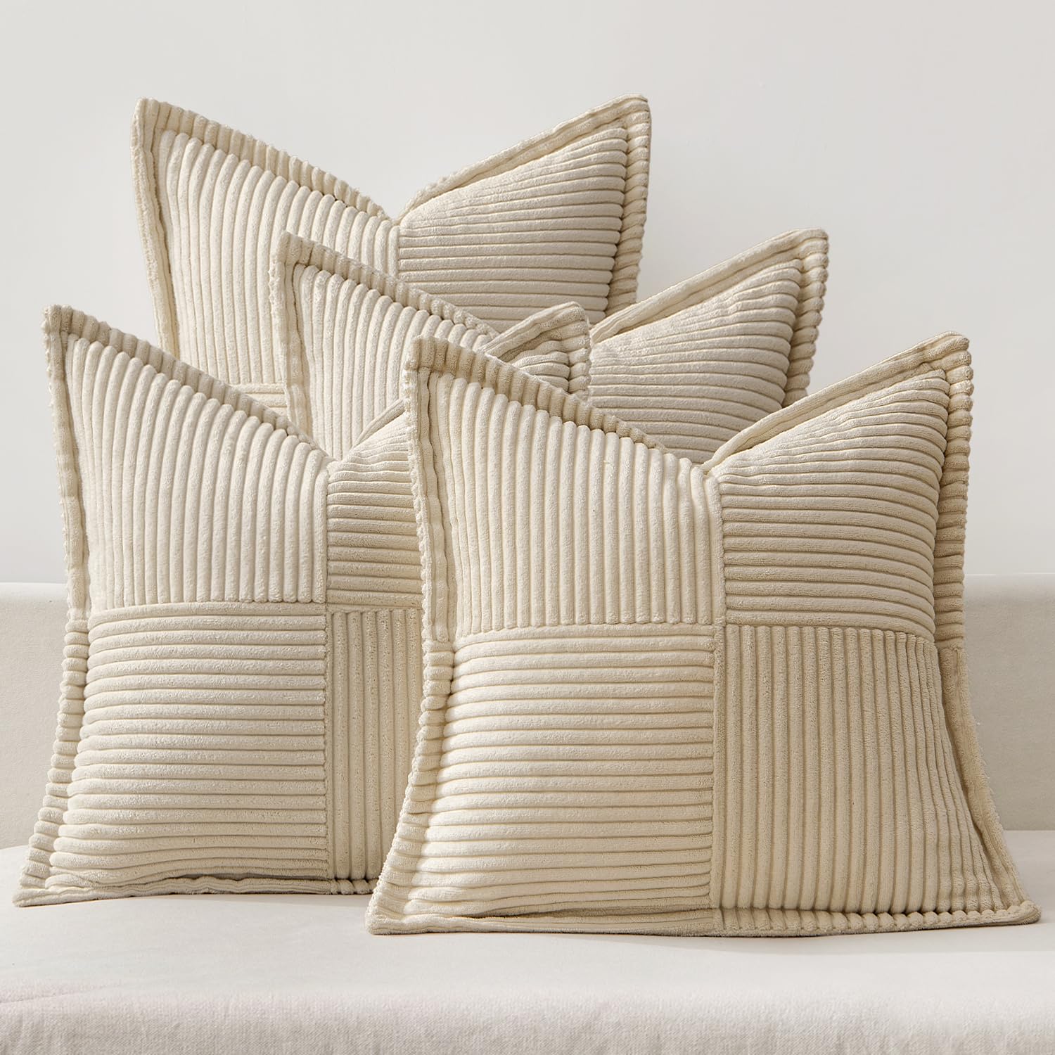 MIULEE 4er Set Kordsamt Kissenbezüge Weich Dekokissen Dekorativ Kissenbezug Modern Kissenhülle Sofakissen Zierkissen Couchkissen für Wohnzimmer Schlafzimmer Beige 45x45 cm