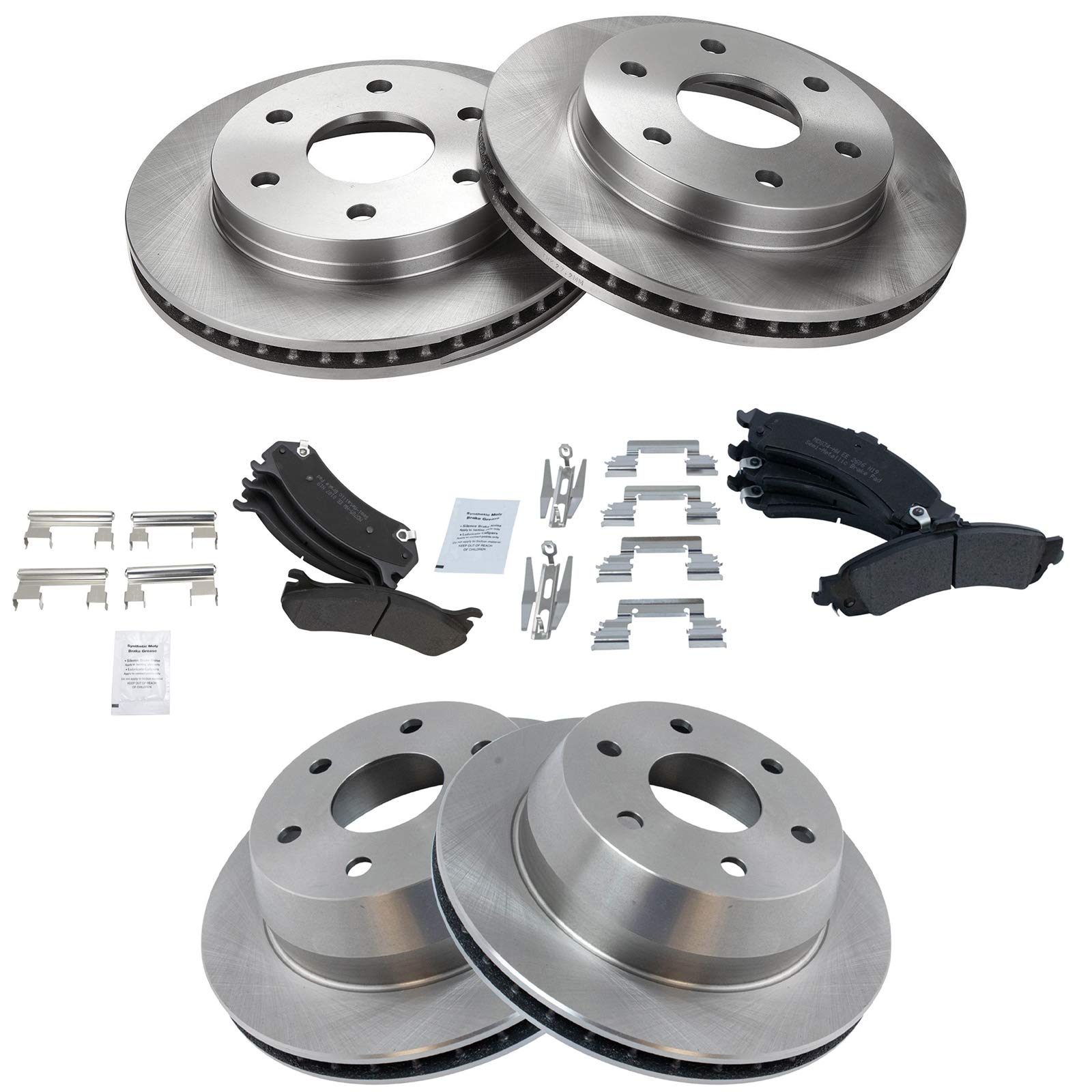 Premium Metallic Brake Pad & Rotor Front & Rear for Cadillac Chevy GMC
