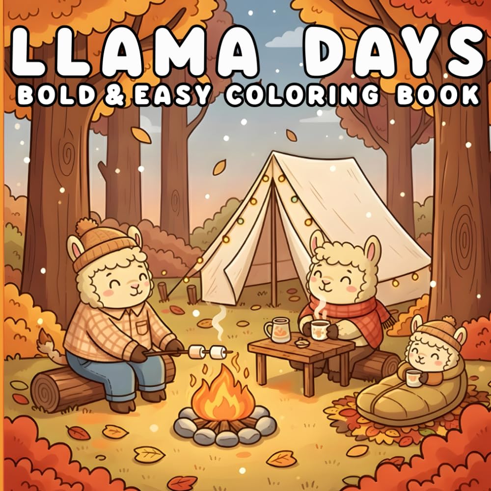 Llama Days: Bold and Easy Llama Coloring Pages for Relaxation and Stress Relief for Teens and Adults