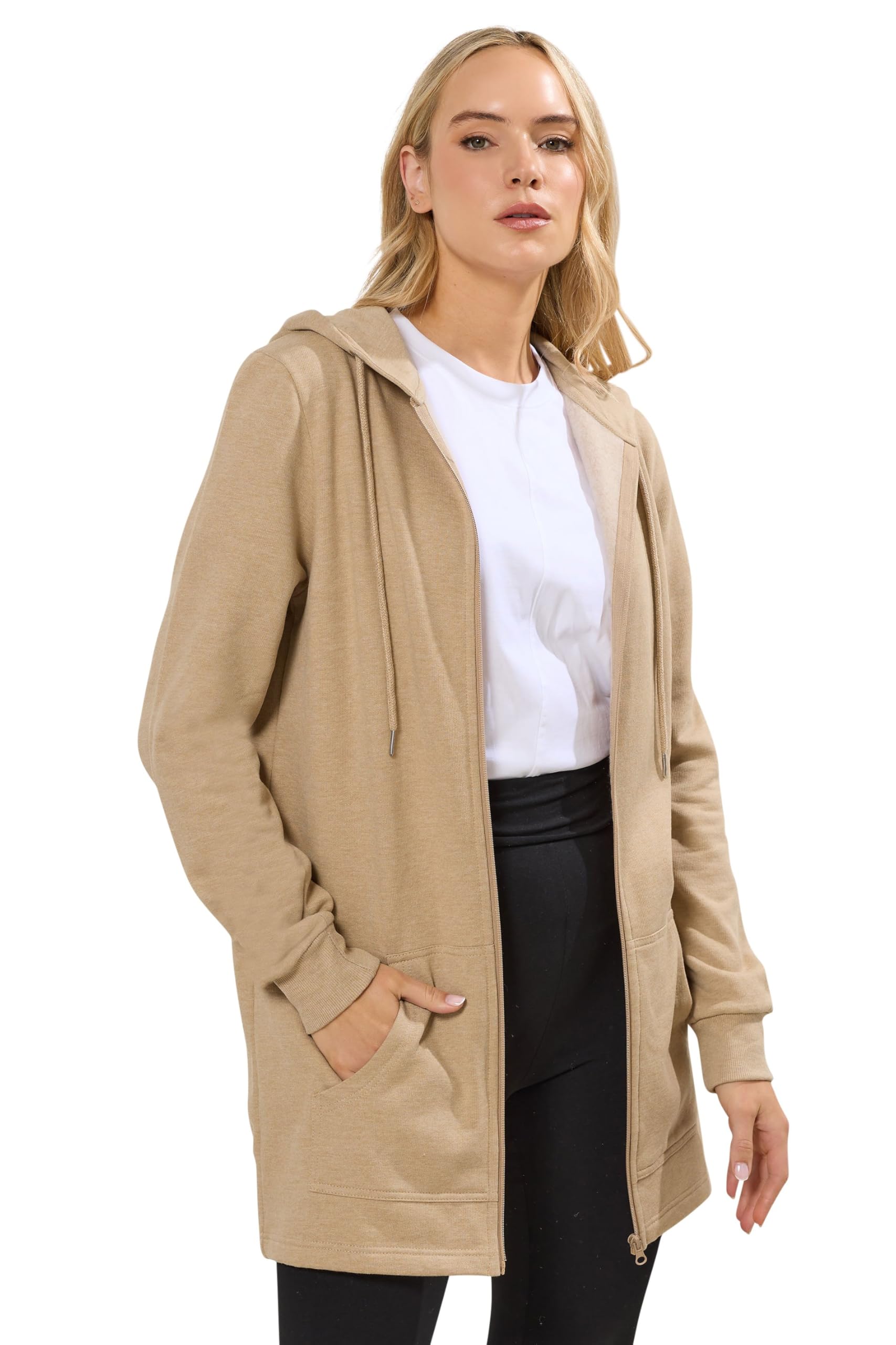Long Tall Sally - Lts Tall Brown Cotton Longline Hoodie - Women's