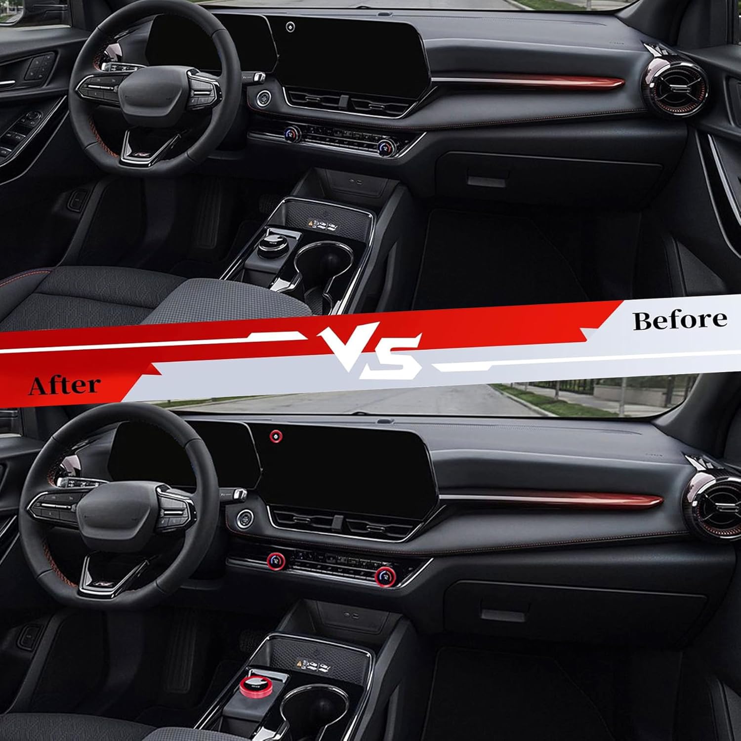 AC Volume Shift Knob Cover for Chevrolet Chevy Equinox 2025 2026 Interior Accessories Dashboard Cover 4WD Air Conditioner Switch Decor Trim (Red)