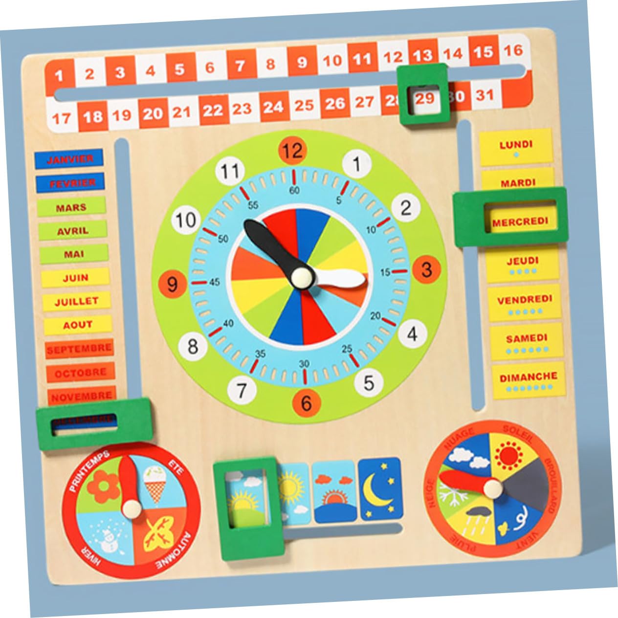 Horloge en Bois Jouet d'Apprentissage pour Enfants Surface Lisse Éveil Éducation Précoce