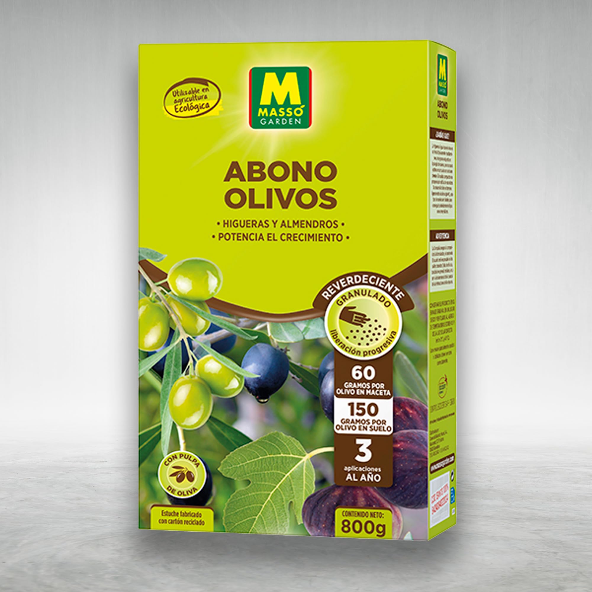 Abono Olivos, Almendros e Higueras ECOLÓGICO Granulado de 800 GR que potencia el crecimiento | Con Materia Orgánica y Pulpa de Oliva ECO | NPK 5-3-7 + Magnesio | Acción Inmediata | Nexum Market