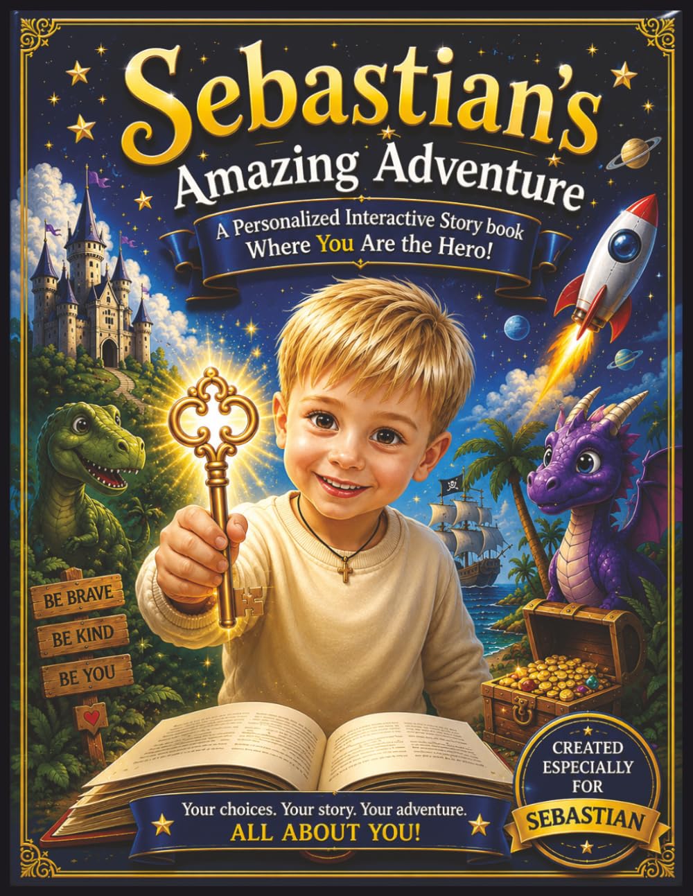 Sebastian's Amazing Adventure: A Personalized Interactive Story and Activity Book Filled with Magical Worlds, Fun Challenges, and Unforgettable Adventures