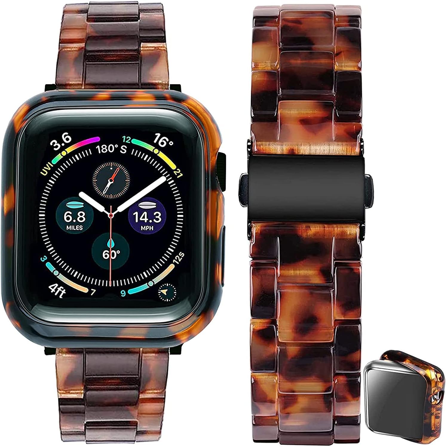 Omter Band with Case Compatible with Apple Watch 49mm 46mm 45mm 44mm 42mm 41mm 40mm 38mm,Women Men Fashion Resin Strap Bumper for iWatch Ultra 2/1 Series 10/9/8/7/SE/6/5/4,Series 3/2/1 - Image 5