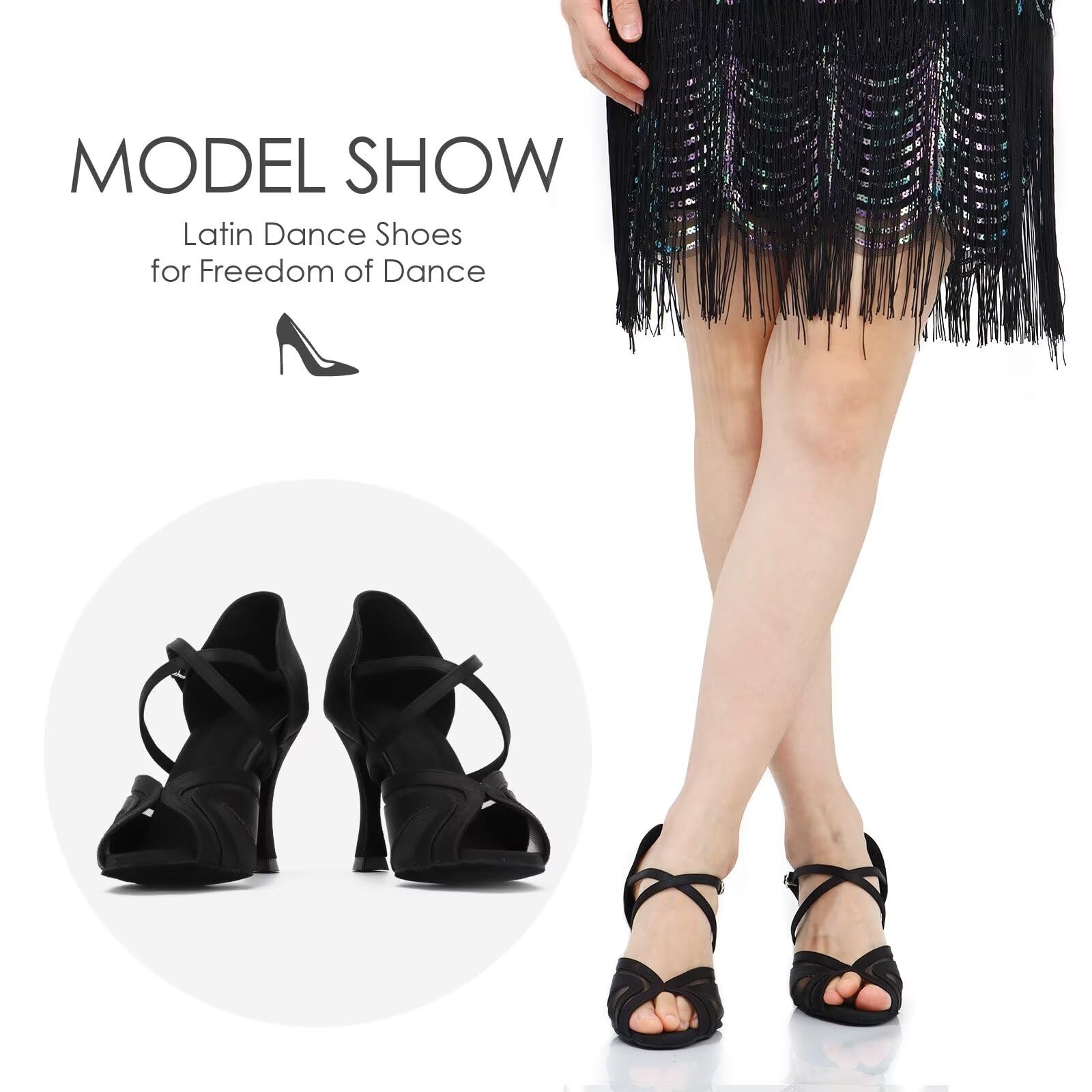 Zapatos de Baile de salón para Mujer Salsa Latin Dancing Heels Party Evening Wedding Dance Pumps con Correa de Tobillo