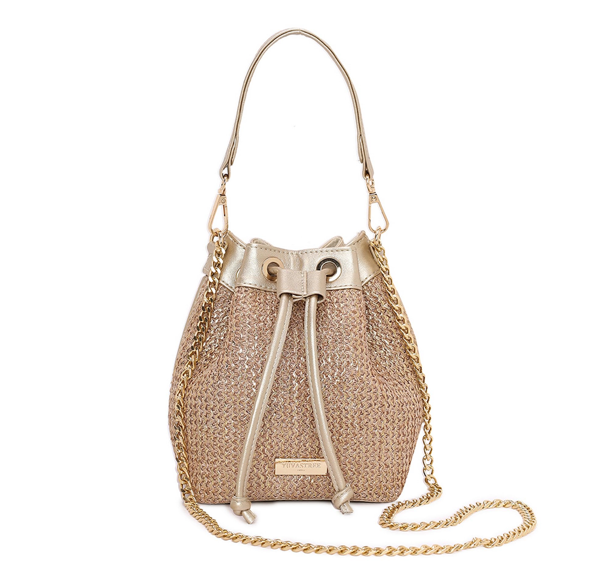 Evaara Women’s Bucket Bag | Blue Heaven Textured Sling Crossbody Bag with Detachable Strap & Gold Accents | Stylish Handbag for Party, Festive & Casual Use-image-39