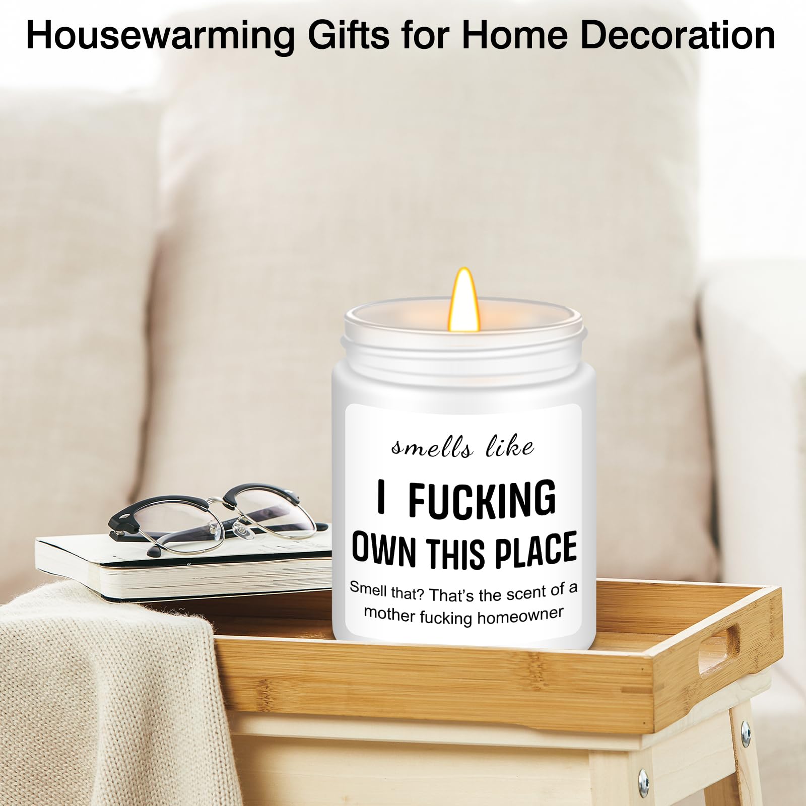 Homsolver House Warming Gifts New Home, Funny Housewarming Gifts for Women, Men, Neighbor, New Homeowner, Apartment, House Warming Party Lavender Candles Decor Gift Ideas