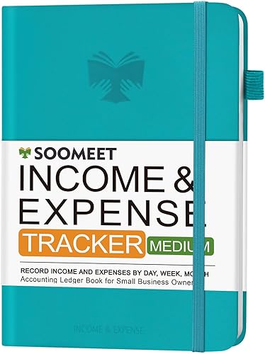 Rastreador de ingresos y gastos - Libro contable contable y contable para pequeñas empresas - Cuaderno de tapa dura con bolsillo para recibos - Sin